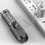 Bright LED Flashlight Rechargeable 2.7oz Portable Long-Range Outdoor Lantern Grey