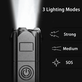 Bright LED Flashlight Rechargeable 2.7oz Portable Long-Range Outdoor Lantern Grey