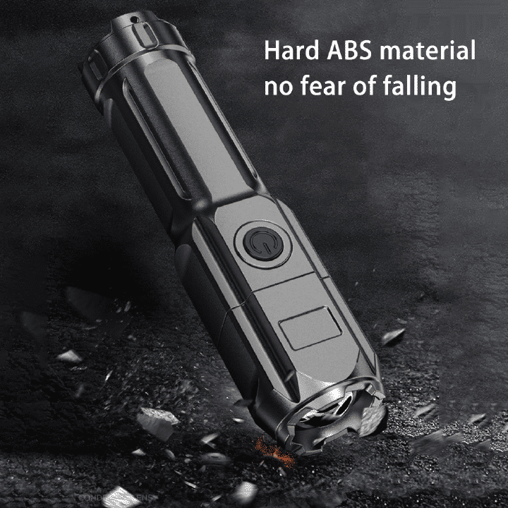 Bright LED Flashlight Rechargeable 2.7oz Portable Long-Range Outdoor Lantern Grey