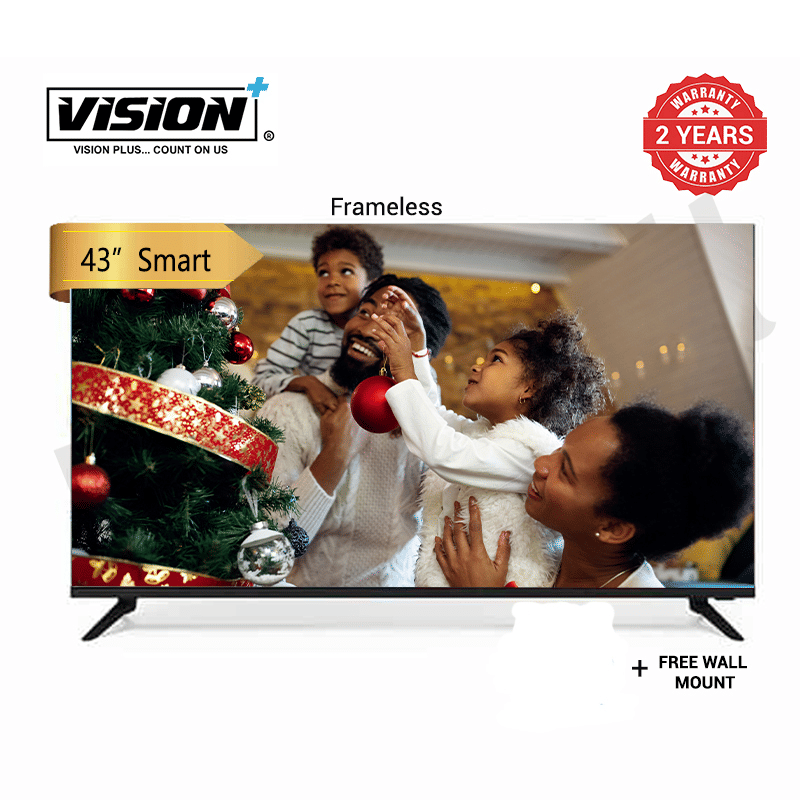 Vision Plus 43-inch Frameless Smart Android TV VP8843SF Full HD Display