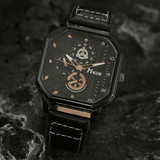 Men's 3-Piece Fashion Quartz Watch and Leather Bracelet Set