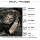Men's 3-Piece Fashion Quartz Watch and Leather Bracelet Set
