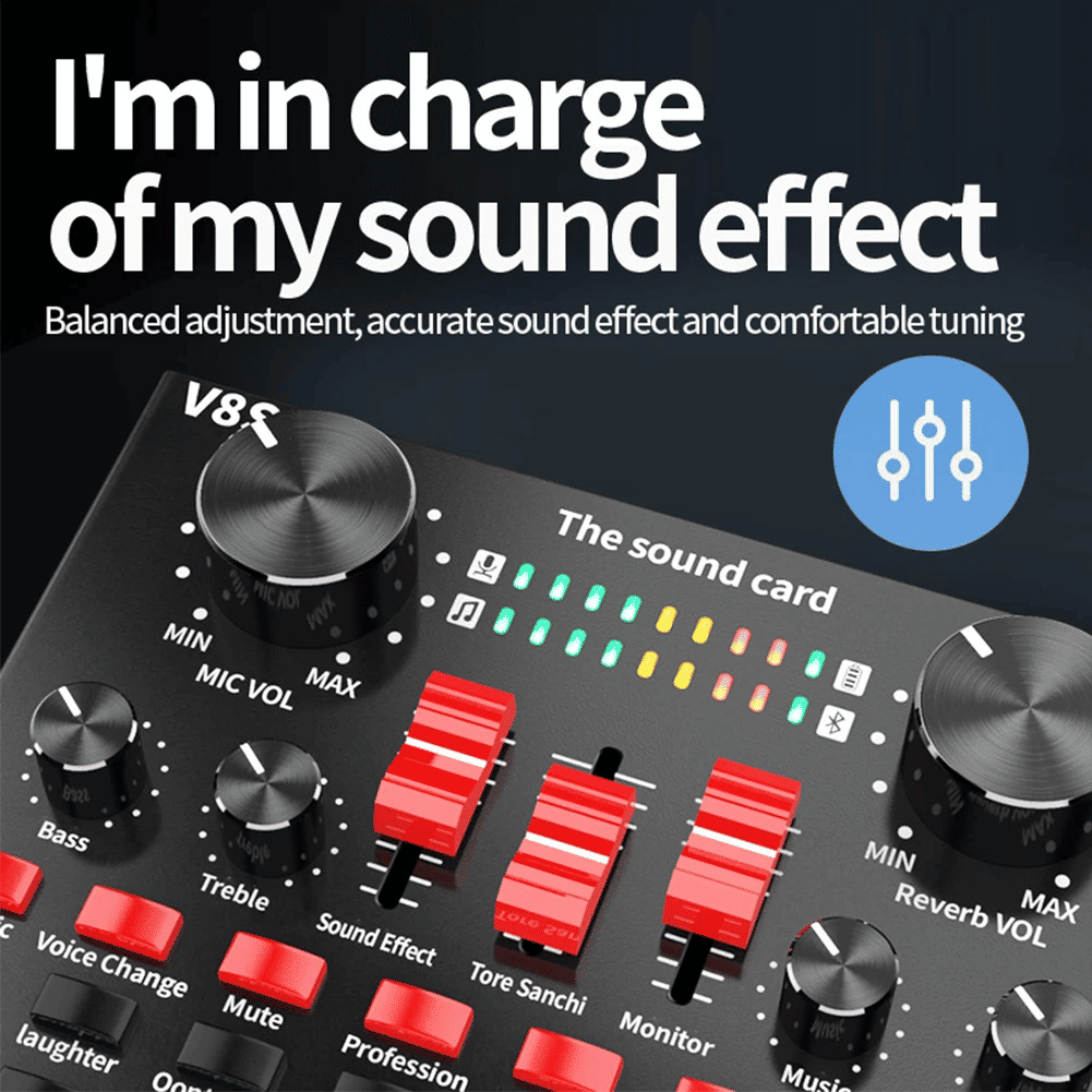 V8S DSP USB Rechargeable Sound Card for Live Broadcasts Music Recording External Stereo