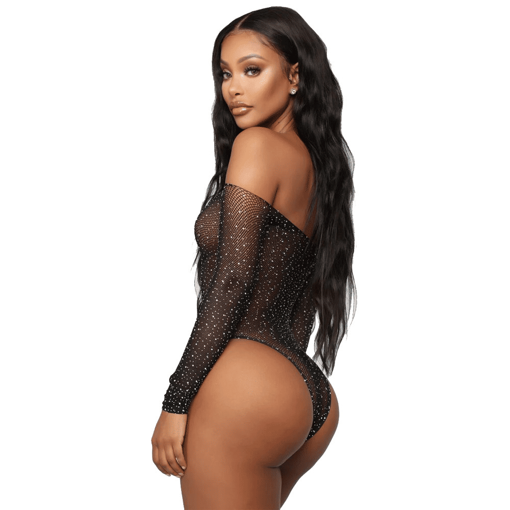 Women's Diamond Bling Bling Elastic Lace Jumpsuit Bodysuit - Sexy Lingerie Outfit