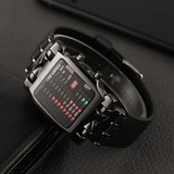 Unisex Binary LED Digital Square Dial Sport Rubber Band Watch