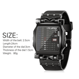 Unisex Binary LED Digital Sport Watch Square Luminous Rubber Band