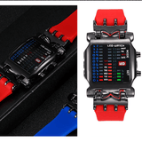 Unisex Binary LED Digital Sport Watch Square Luminous Rubber Band