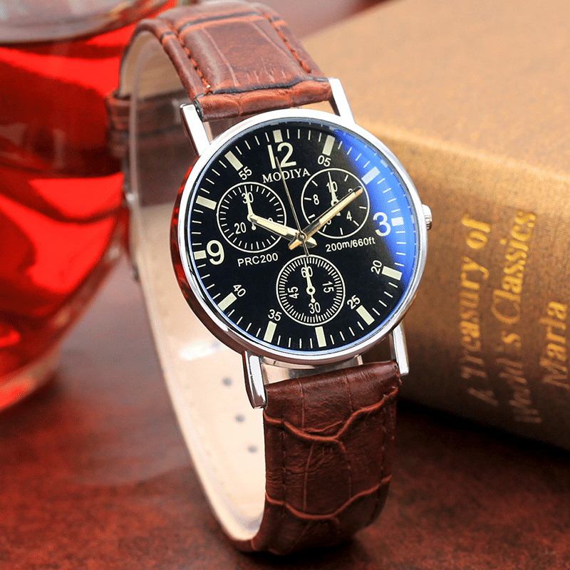 Luxury Men's Quartz Business Watch with Stylish Leather Band Strap