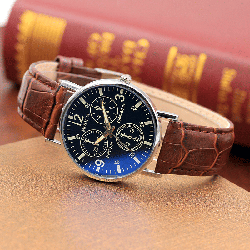 Luxury Men's Quartz Business Watch with Stylish Leather Band Strap