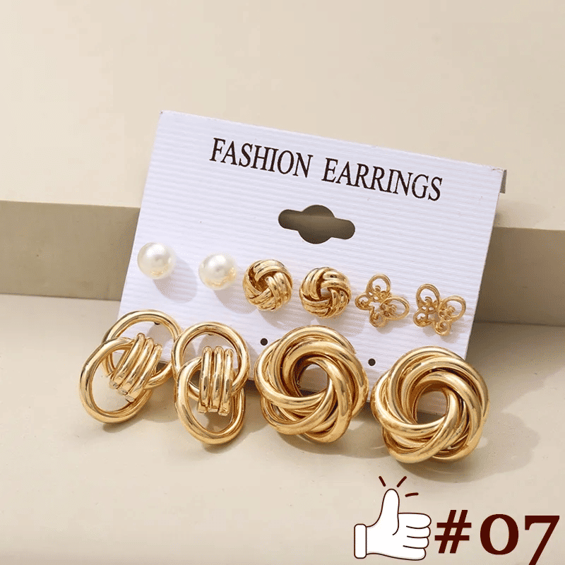 Elegant Vintage Pearl Gold Tone Dangle Earrings Set Fashion Jewelry