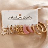 Elegant Vintage Pearl Gold Tone Dangle Earrings Set Fashion Jewelry