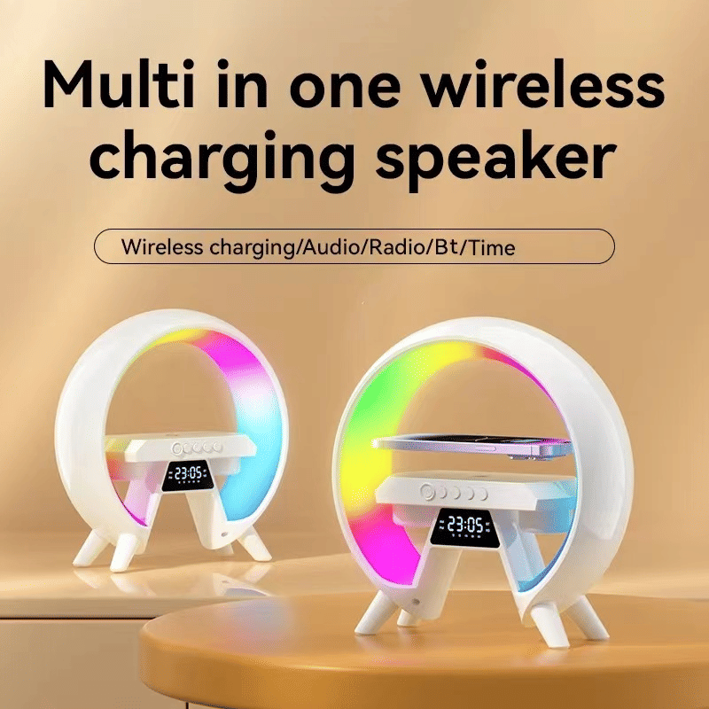 K7 Bluetooth Speaker: Wireless Charging, Digital Clock, Night Light, Dual Audio