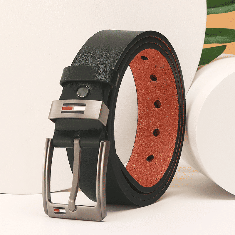 Men's Black Leather Needle Buckle Fashion Belt - Casual Korean Style 120cm