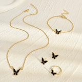 UPHUI 5-Piece Women's Butterfly Jewelry Set: Earrings, Necklace, Bracelet, Rings