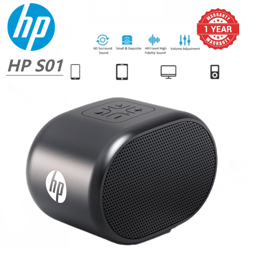 HP S01 Portable Bluetooth Speaker: Lightweight, Rechargeable Mini, 360° Surround Sound, FM