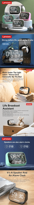 Lenovo ThinkPlus TS13 Portable Wireless Bluetooth Speaker, LED Digital Alarm Clock