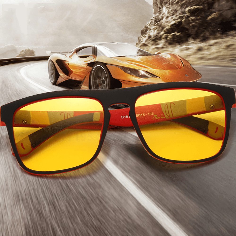 Men's Yellow Lens Anti-Glare Night Driving UV400 Sunglasses Goggles