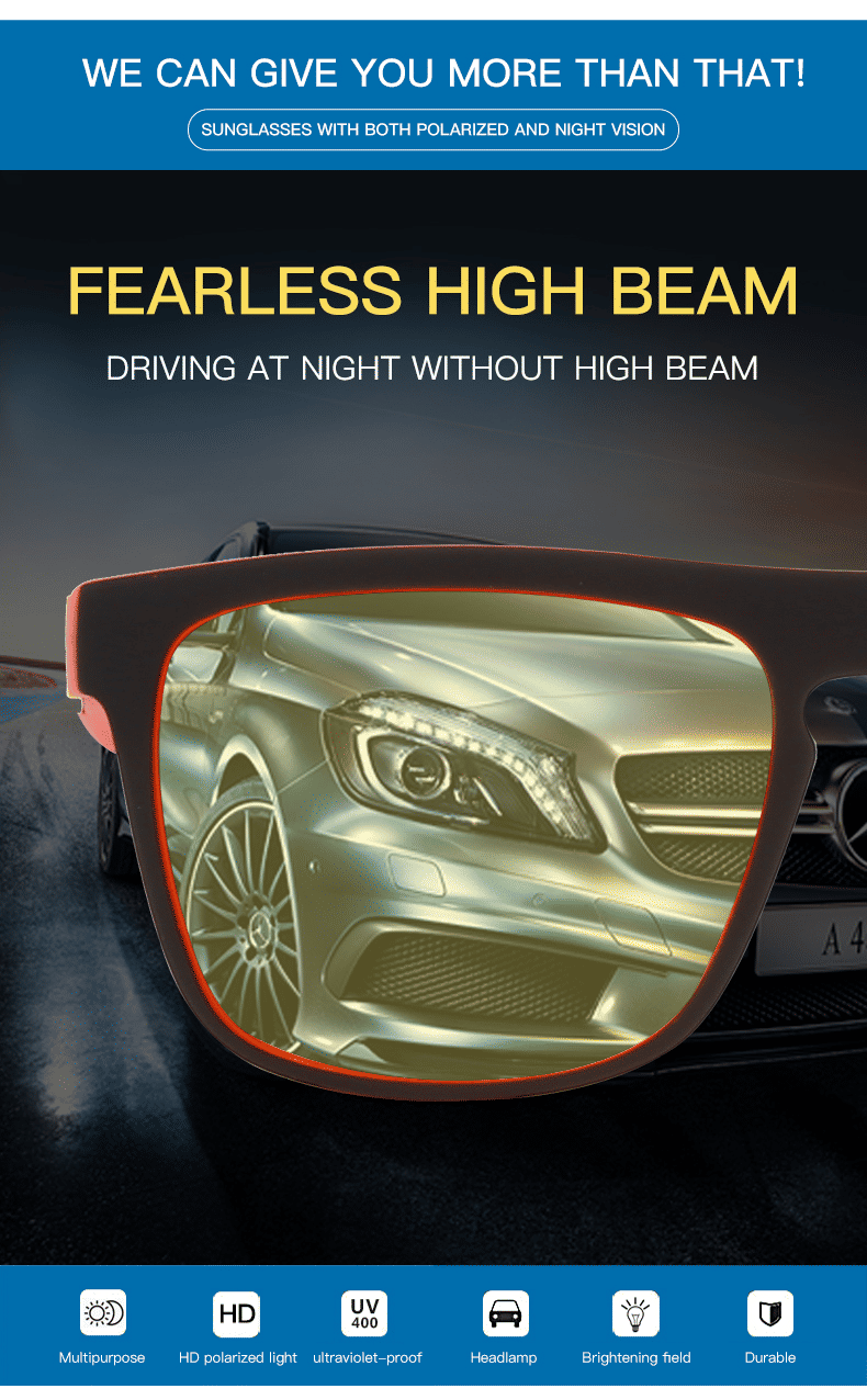 Men's Yellow Lens Anti-Glare Night Driving UV400 Sunglasses Goggles