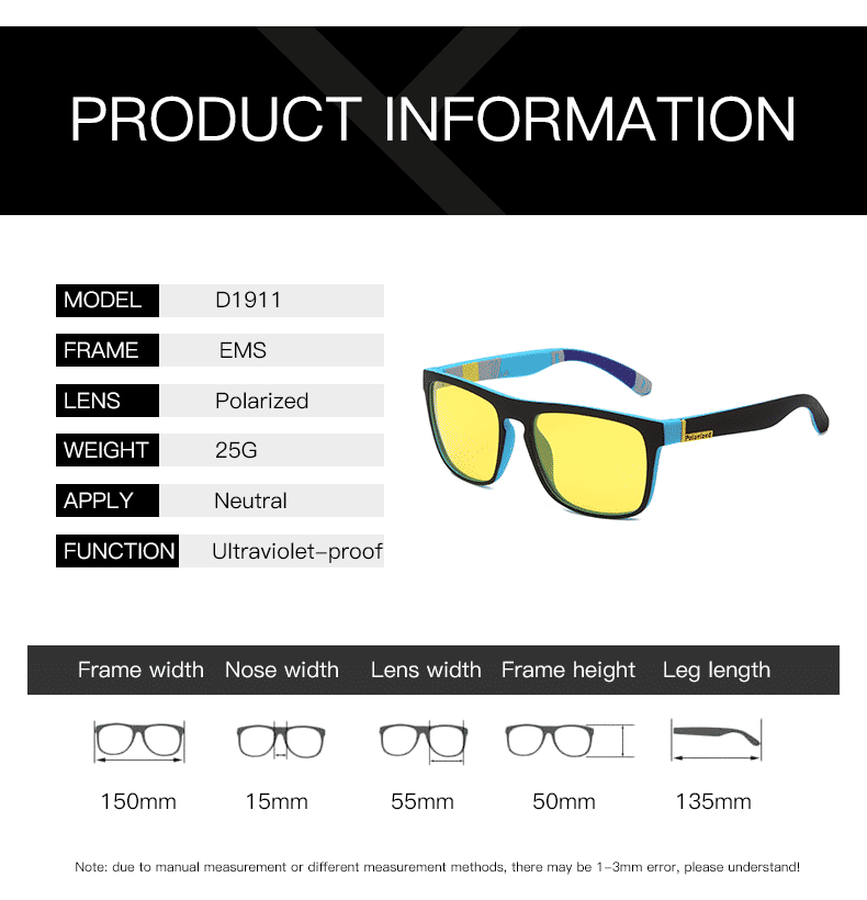Men's Yellow Lens Anti-Glare Night Driving UV400 Sunglasses Goggles