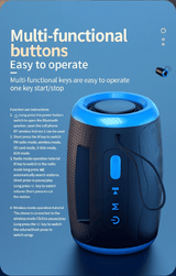 Portable TWS Bluetooth Speaker: Long-Life Battery, Powerful Stereo Sound, Compact Design