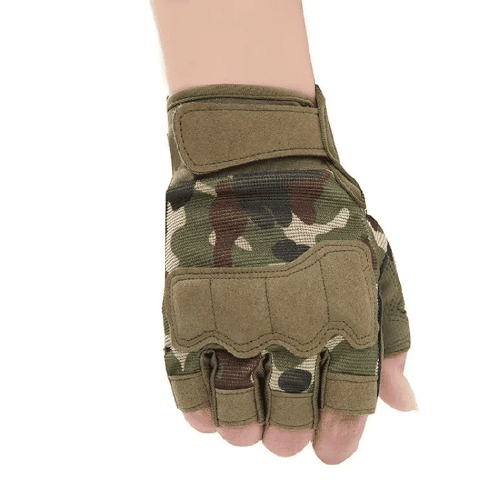 Men's Tactical Fingerless Gloves Canvas Non-Slip for Cycling Shooting