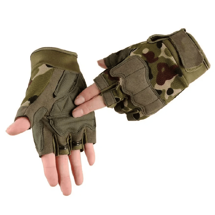 Men's Tactical Fingerless Gloves Canvas Non-Slip for Cycling Shooting