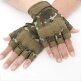 Men's Tactical Fingerless Gloves Canvas Non-Slip for Cycling Shooting