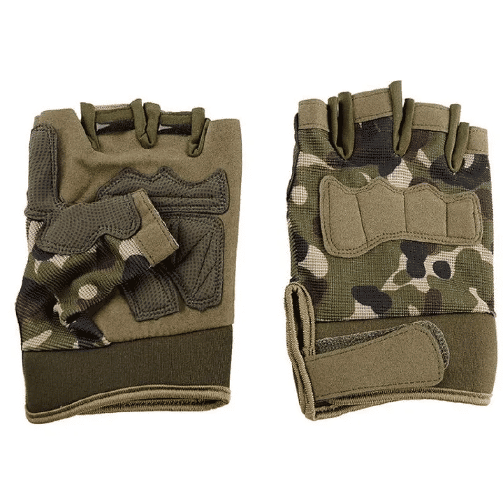 Men's Tactical Fingerless Gloves Canvas Non-Slip for Cycling Shooting