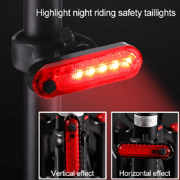 USB Rechargeable Bicycle Taillight Headlight Set High Brightness LED Waterproof Safety Warning Light Red