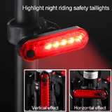 USB Rechargeable Bicycle Taillight Headlight Set High Brightness LED Waterproof Safety Warning Light Red