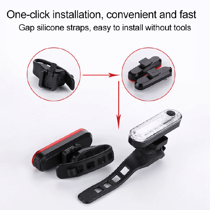 USB Rechargeable Bicycle Taillight Headlight Set High Brightness LED Waterproof Safety Warning Light Red