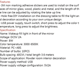 Adjustable 10 LED Vanity Mirror Lights: 3-Color USB Dressing Table Fill Light