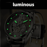 TIGERAO Luxury Mens Gold Hollow Transparent Quartz Sports Waterproof Watch