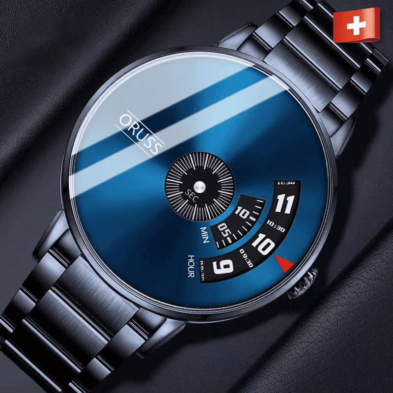 ORUSS Men's Stainless Steel Strap Quartz Sports Watch Business Wristwatch