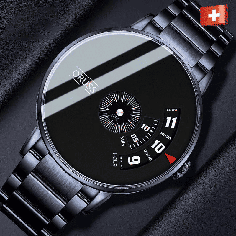 ORUSS Men's Stainless Steel Strap Quartz Sports Watch Business Wristwatch