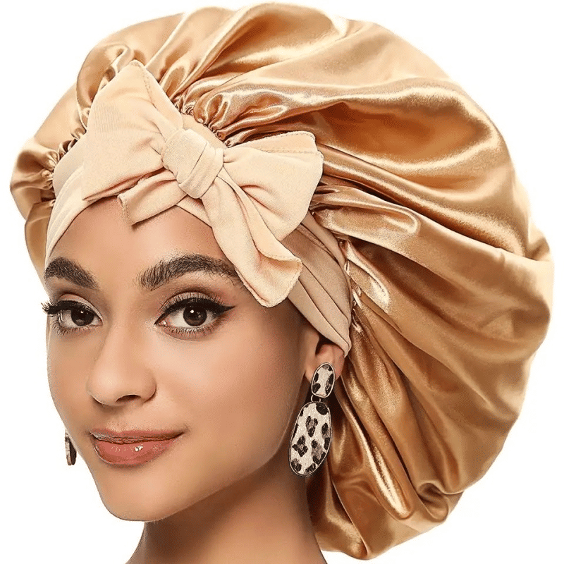 Large Silk Satin Bonnet for Sleeping, Hair Protection, Tie Band Edge Scarf