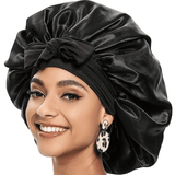 Large Silk Satin Bonnet for Sleeping, Hair Protection, Tie Band Edge Scarf