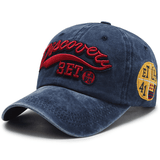 Vintage Washed Cotton Unisex Baseball Cap – Embroidered Letter Snapback Sun Hat