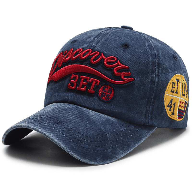 Vintage Washed Cotton Unisex Baseball Cap – Embroidered Letter Snapback Sun Hat