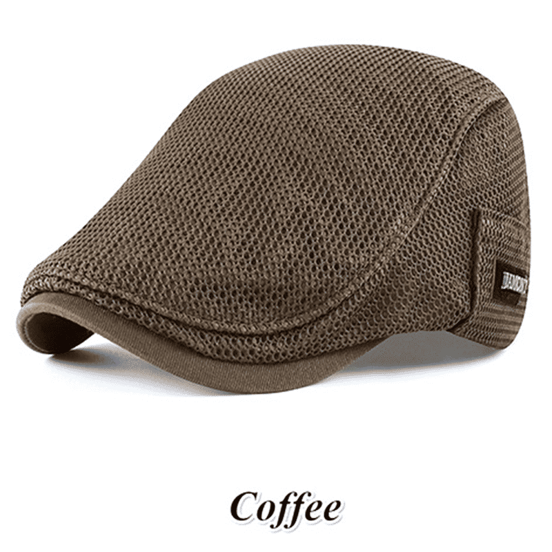 Men's Breathable Cotton Cabbie Flat Cap - Stylish Newsboy Beret Ivy Hat