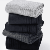 Premium 6-Pair Men's Striped Cotton Business Socks - Breathable All-Season Mid-Calf Quality Knit
