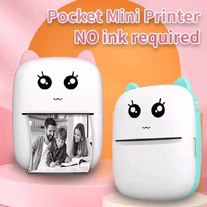 Portable Thermal Printer Mini Cat Print Photo Pocket 58mm Wireless Bluetooth