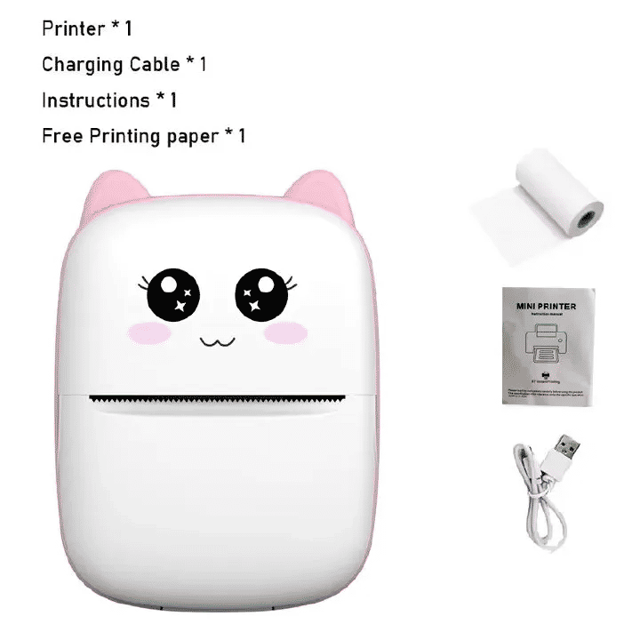 Portable Thermal Printer Mini Cat Print Photo Pocket 58mm Wireless Bluetooth
