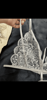 Women's Floral Lace Lingerie Set: Elegant Cut-Out Bra & Thong Underwear