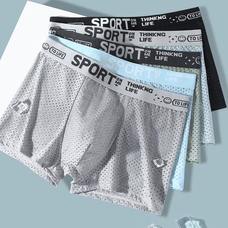 4-Pack Men's Ice Silk Mesh Boxer Briefs - Breathable, Comfortable, Thin, Cool