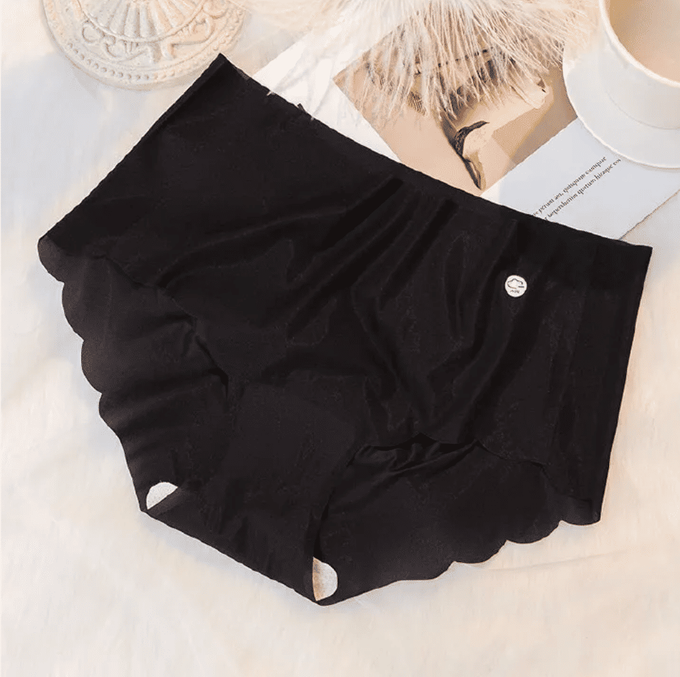 5-Pack Seamless Ice Silk Mid-Waist Panties for Women - Tummy Control & Hip Lift