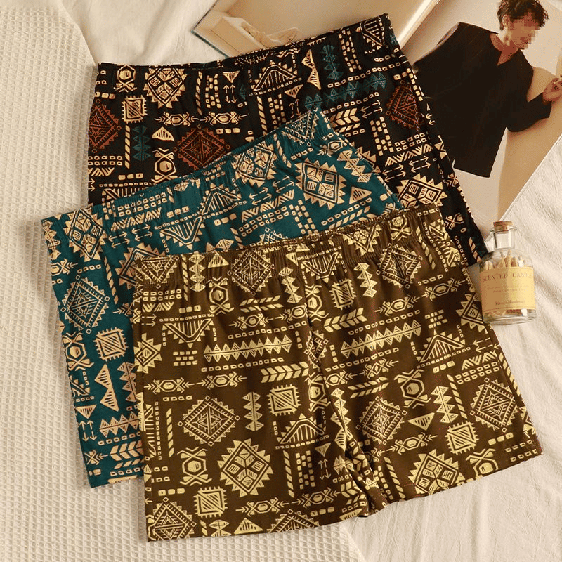 3-Pack Men's Aloha Boxer Shorts: Retro Ethnic Style, Breathable Summer Comfort