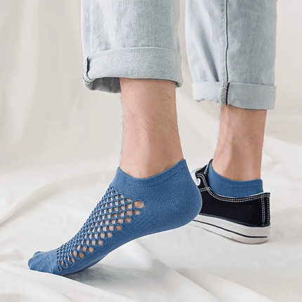 Premium 5-Pack Cotton Mesh No Show Socks: Breathable, Anti-Odor, Sweat-Resistant