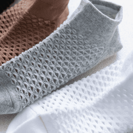 Premium 5-Pack Cotton Mesh No Show Socks: Breathable, Anti-Odor, Sweat-Resistant