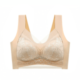 Plus Size Lace Ice Silk Bra: Wireless, Breathable, Gathering, Beauty Back Support